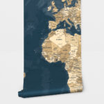 Αυτοκόλλητη Ταπετσαρία τοίχου BLUE AND BEIGE WORLD MAP
