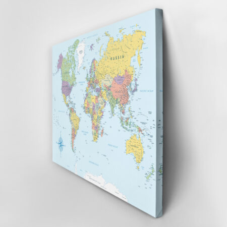 Πινακας σε καμβά BLUE POLITICAL WORLD MAP - Χαρτες Sticky 3