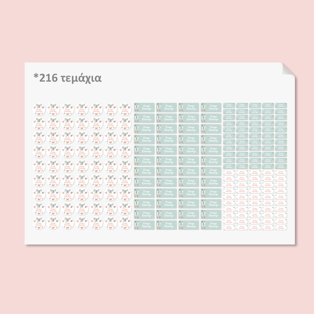 Αυτοκόλλητες σχολικές ετικέτες σετ 216τμχ BUTTERFLIES
