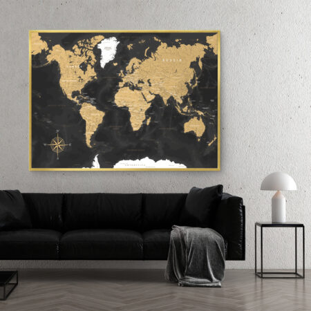 Πινακας σε καμβά DARK WORLD MAP - Χαρτες