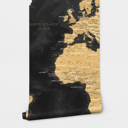 Αυτοκόλλητη Ταπετσαρία τοίχου DARK WORLD MAP - Χάρτες - Πόλεις Sticky 2