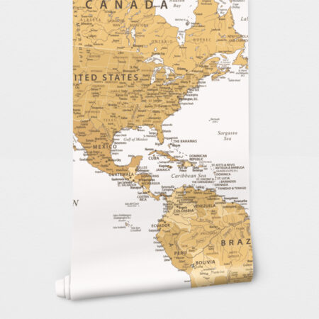 Αυτοκόλλητη Ταπετσαρία τοίχου EARTHTONE WORLD MAP - Χάρτες - Πόλεις Sticky 2