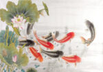 Πινακας σε καμβά FISH ASIAN INK WASH PAINTING