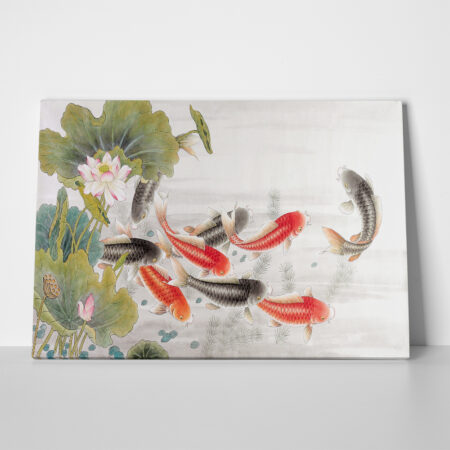 Πινακας σε καμβά FISH ASIAN INK WASH PAINTING - Ψαρια - Ζωα της θαλασσας Sticky 1
