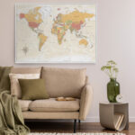 Πινακας σε καμβά GREEN RED ORANGE WORLD MAP