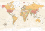 Πινακας σε καμβά GREEN RED ORANGE WORLD MAP