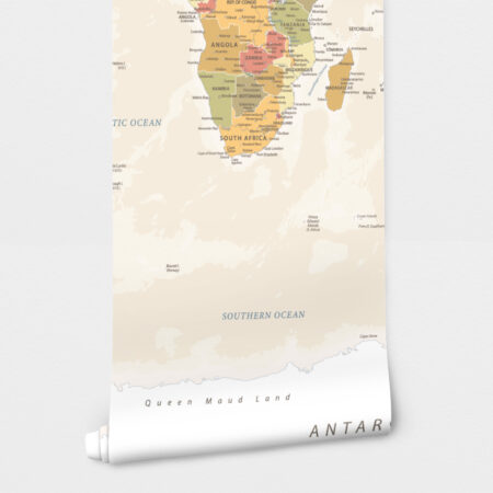 Αυτοκόλλητη Ταπετσαρία τοίχου GREEN RED ORANGE WORLD MAP - Χάρτες - Πόλεις Sticky 2