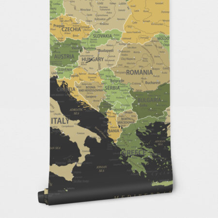 Αυτοκόλλητη Ταπετσαρία τοίχου GREEN YELLOW GOLD EUROPE MAP - Χάρτες - Πόλεις Sticky 2