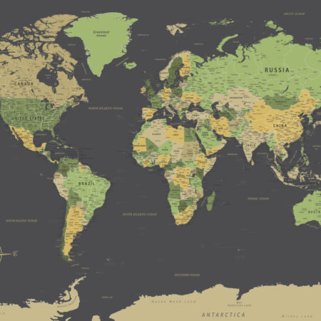 Πινακας σε καμβά GREEN YELLOW GOLD WORLD MAP - Χαρτες Sticky 5