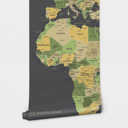 Αυτοκόλλητη Ταπετσαρία τοίχου GREEN YELLOW GOLD WORLD MAP - Χάρτες - Πόλεις Sticky 2
