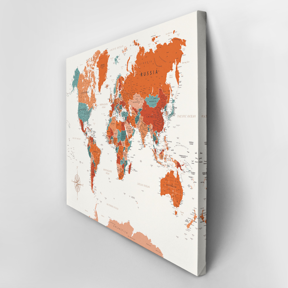 Πινακας σε καμβά TERRACOTA WORLD MAP