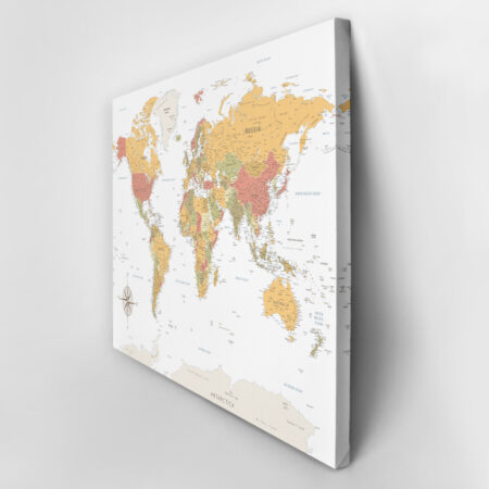 Πινακας σε καμβά WARM VINTAGE WORLD MAP - Χαρτες Sticky 3
