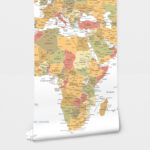 Αυτοκόλλητη Ταπετσαρία τοίχου WARM VINTAGE WORLD MAP