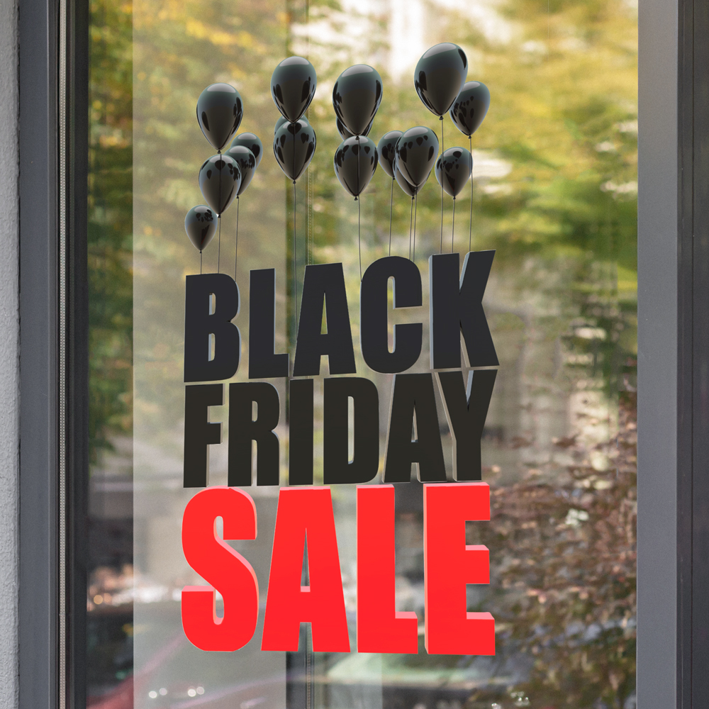 Αυτοκολλητο Εκπτωσεων BLACK FRIDAY BALLOONS