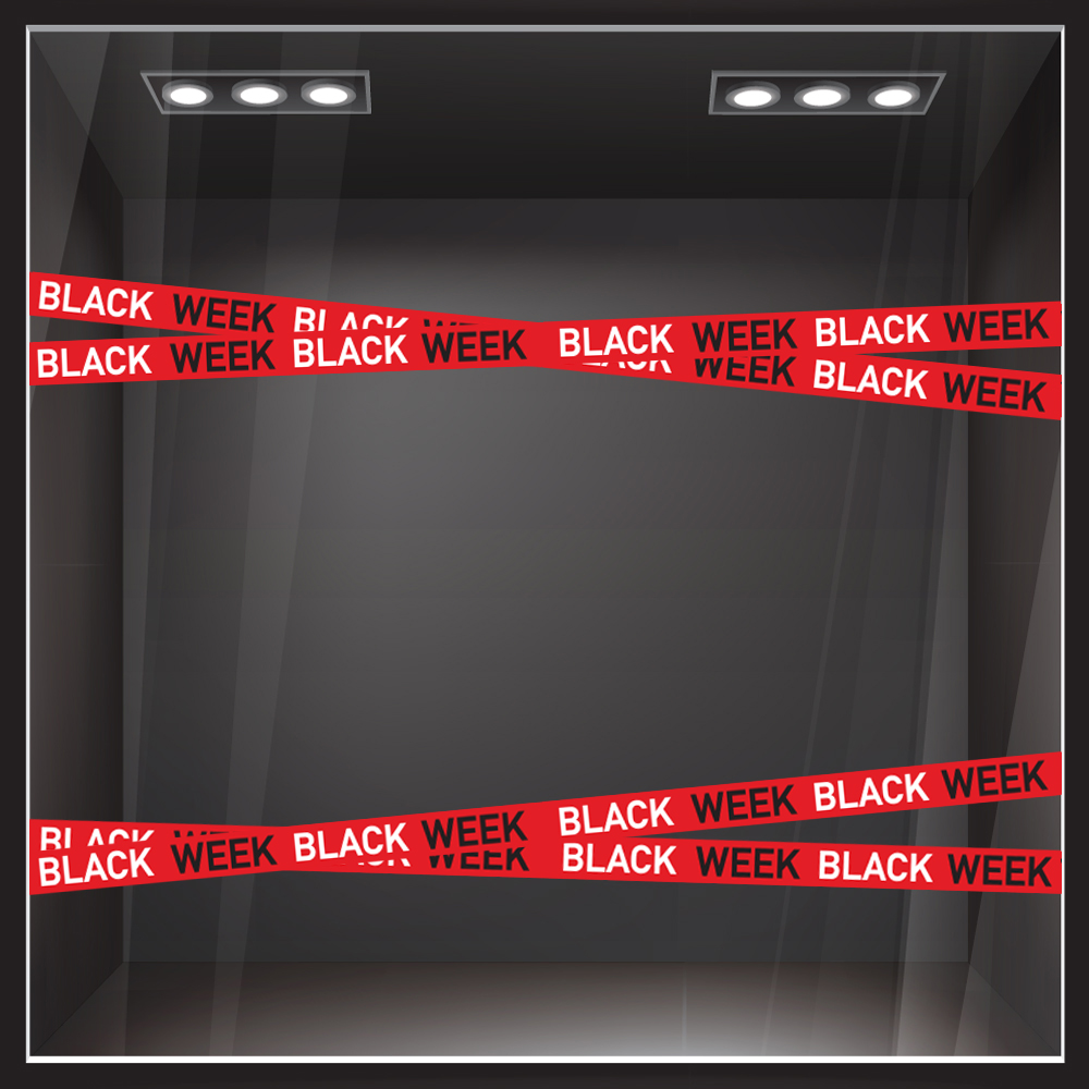 Αυτοκολλητο Εκπτωσεων BLACK WEEK RIBBON