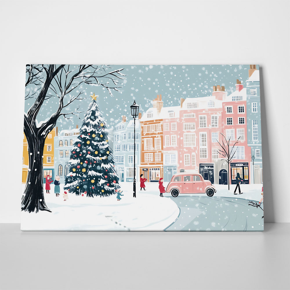 Πινακας σε καμβά CHRISTMAS CITY ILLUSTRATION