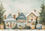Πινακας σε καμβά CHRISTMAS VILLAGE