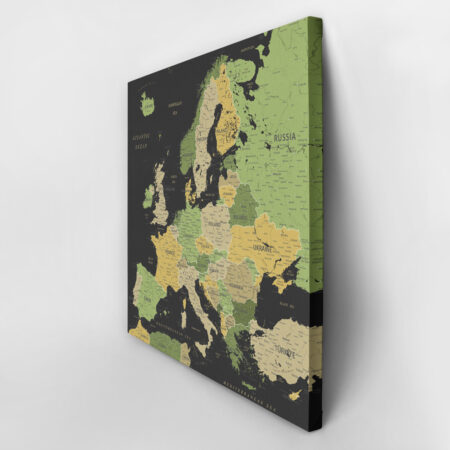 Πίνακας Τετράγωνος GREEN YELLOW GOLD EUROPE MAP - Χαρτες Sticky 3
