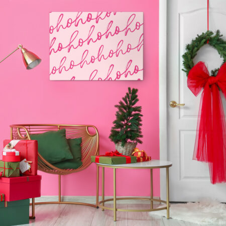 Πινακας σε καμβά HO HO HO PINK CHRISTMAS