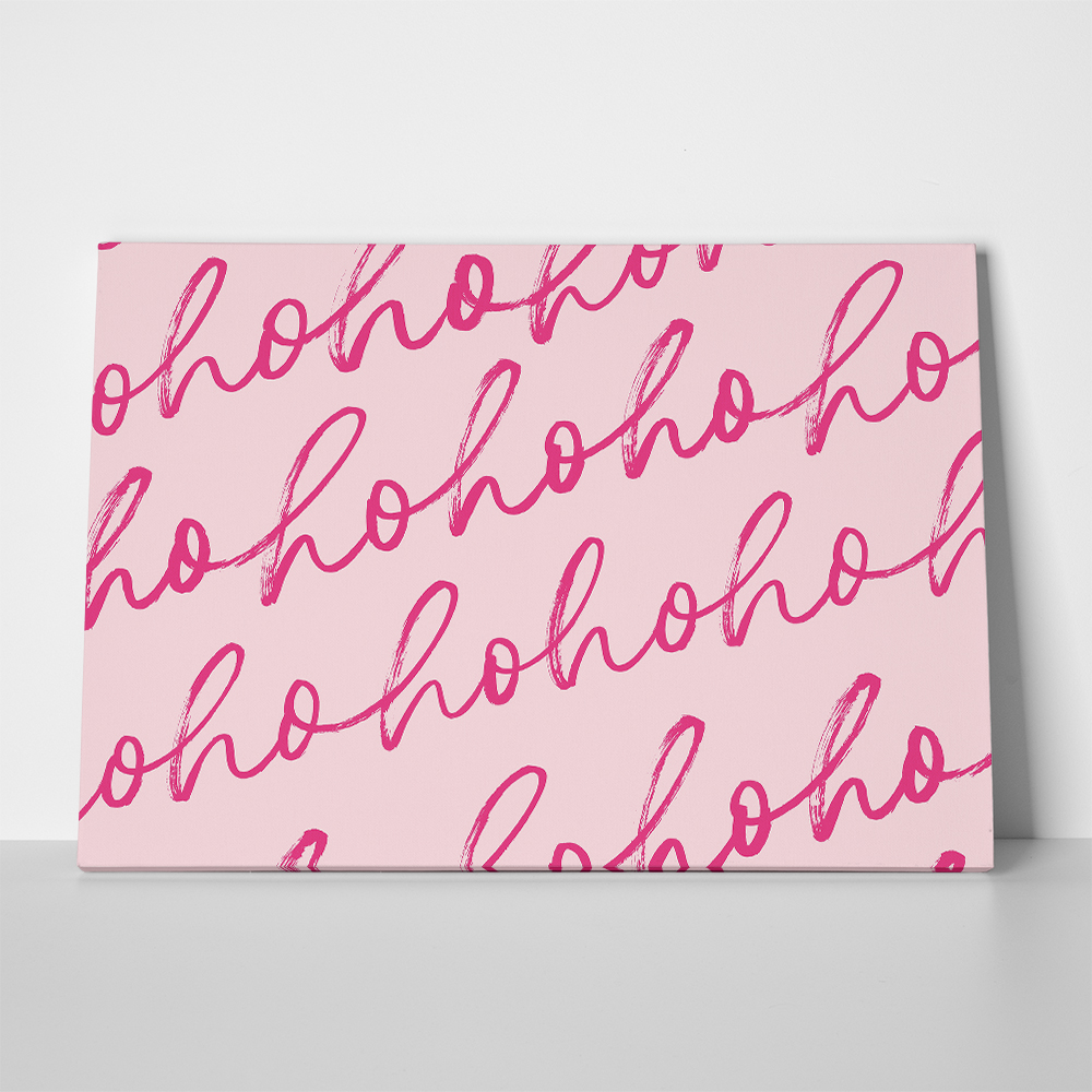 Πινακας σε καμβά HO HO HO PINK CHRISTMAS