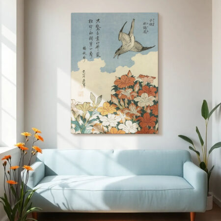 Πινακας σε καμβά HOKUSAI - COUCOU ET AZALEES - Hokusai Katsushika