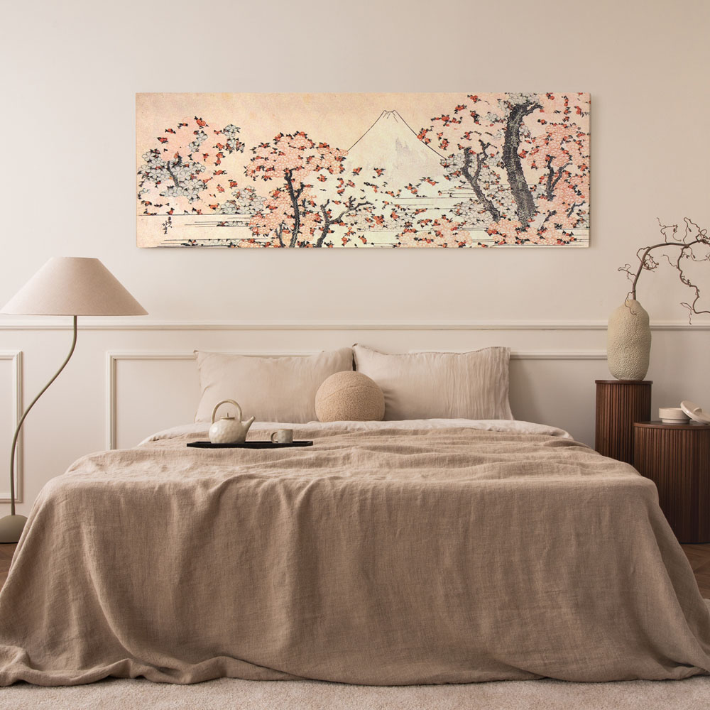 Πίνακας Πανοραμικός σε καμβά HOKUSAI - MOUNT FUJI BEHIND CHERRY TREES