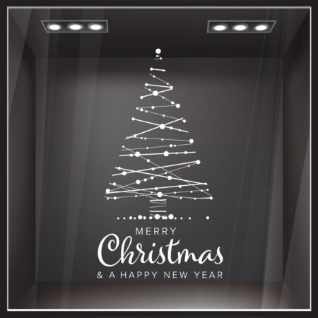 Χριστουγεννιάτικο αυτοκόλλητο MERRY CHRISTMAS TREE 2 - Χριστουγεννιάτικη βιτρίνα Sticky 1