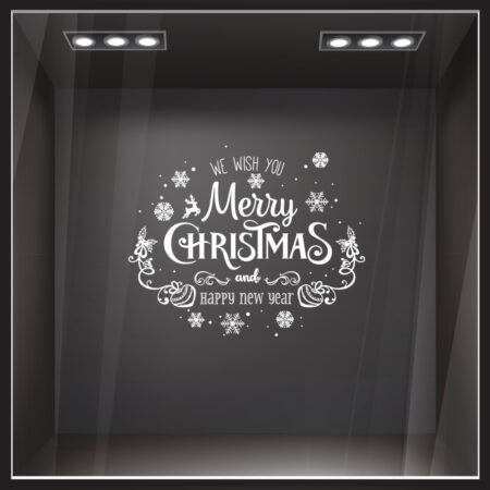 Χριστουγεννιάτικο αυτοκόλλητο MERRY CHRISTMAS WISH - Χριστουγεννιάτικη βιτρίνα Sticky 1