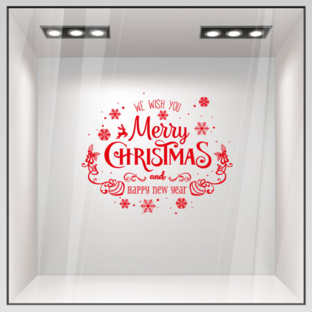 Χριστουγεννιάτικο αυτοκόλλητο MERRY CHRISTMAS WISH - Χριστουγεννιάτικη βιτρίνα