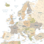 Πίνακας Τετράγωνος PASTEL EUROPE MAP