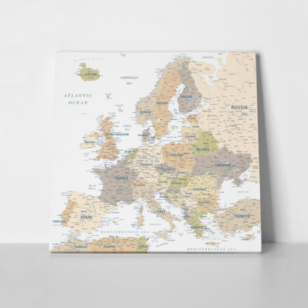 Πίνακας Τετράγωνος PASTEL EUROPE MAP - Χαρτες Sticky 1
