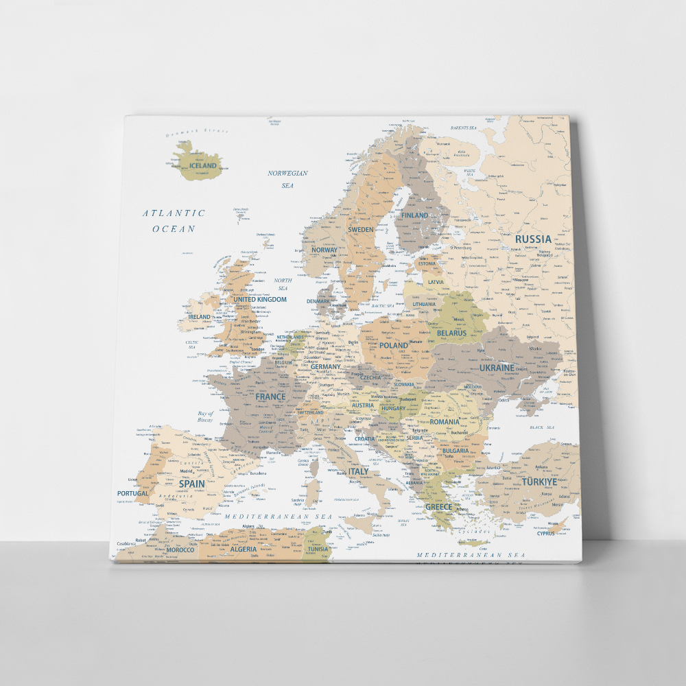 Πίνακας Τετράγωνος PASTEL EUROPE MAP
