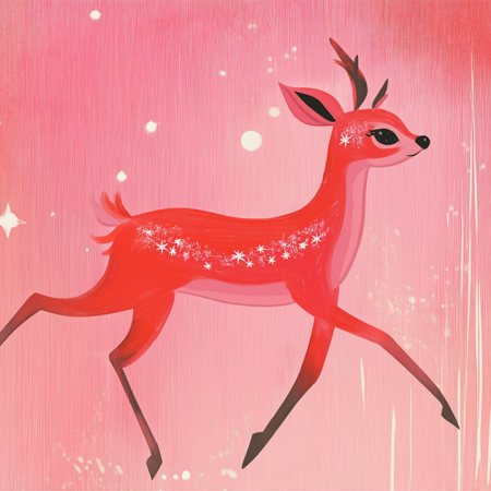 Πινακας σε καμβά PINK CHRISTMAS DEER - Χριστουγεννιάτικοι Πίνακες Sticky 5