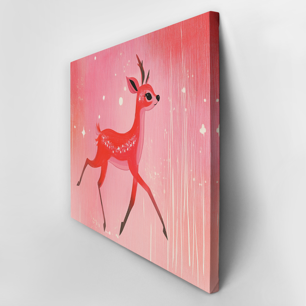 Πινακας σε καμβά PINK CHRISTMAS DEER