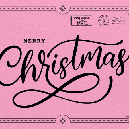 Πινακας σε καμβά PINK CHRISTMAS POSTCARD - Χριστουγεννιάτικοι Πίνακες Sticky 5