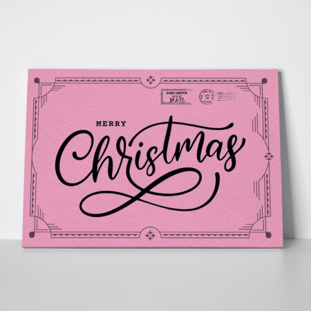 Πινακας σε καμβά PINK CHRISTMAS POSTCARD - Χριστουγεννιάτικοι Πίνακες Sticky 1