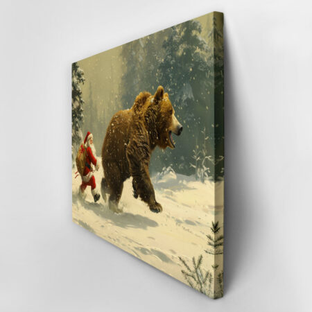 Πινακας σε καμβά SANTA WITH BEAR - Χριστουγεννιάτικοι Πίνακες Sticky 3