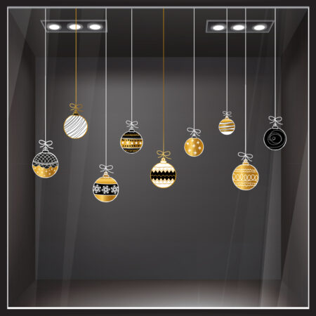 Χριστουγεννιάτικο αυτοκόλλητο XMAS BALLS C3 - Χριστουγεννιάτικη βιτρίνα