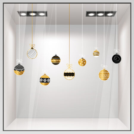 Χριστουγεννιάτικο αυτοκόλλητο XMAS BALLS C3 - Χριστουγεννιάτικη βιτρίνα Sticky 1