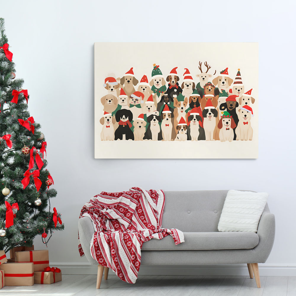 Πινακας σε καμβά XMAS DOGS
