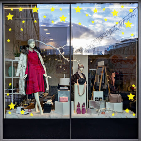 Χριστουγεννιάτικο αυτοκόλλητο XMAS STARS - Χριστουγεννιάτικη βιτρίνα Sticky 1