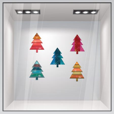 Χριστουγεννιάτικο αυτοκόλλητο XMAS TREES C1 - Χριστουγεννιάτικη βιτρίνα