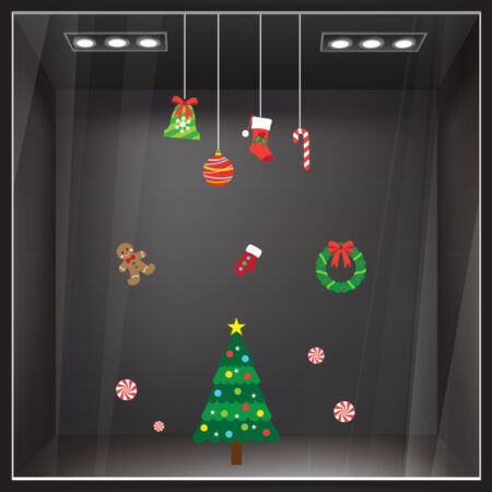 Χριστουγεννιάτικο αυτοκόλλητο XMAS SET C1 - Χριστουγεννιάτικη βιτρίνα