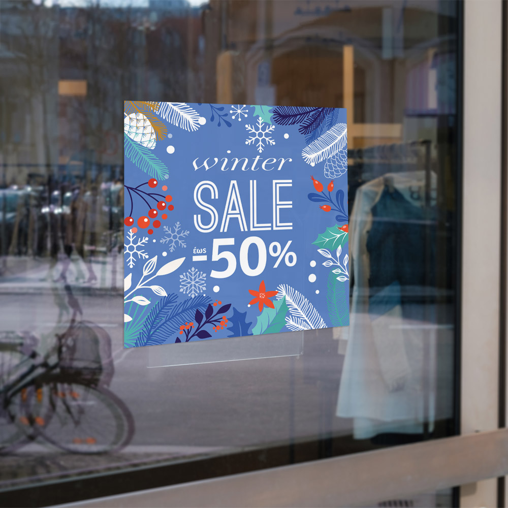Αυτοκoλλητο Εκπτωσεων WINTER SALE BLUE