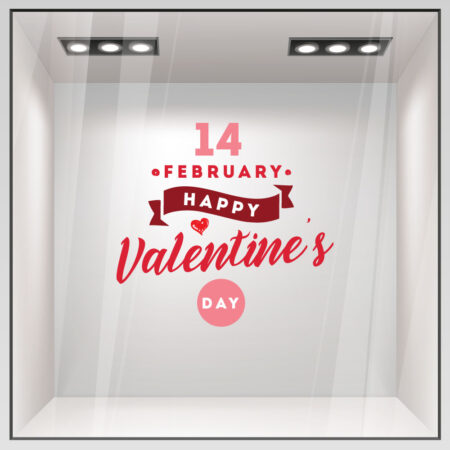 Αυτοκoλλητο Βιτρίνας HAPPY VALENTINES DAY 14 FEB