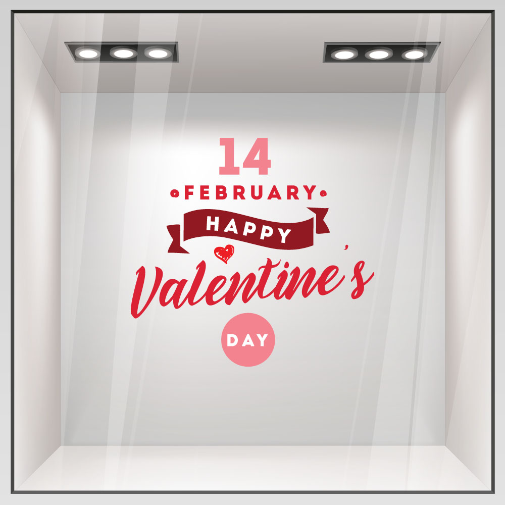 Αυτοκoλλητο Βιτρίνας HAPPY VALENTINES DAY 14 FEB