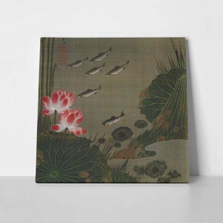 Πίνακας JAKUCHU ITO - A SHOAL OF TROUT AND LOTUS - Jakuchu Ito Sticky 1