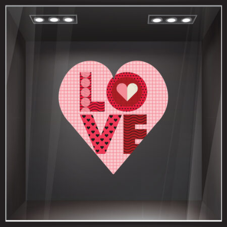 Αυτοκoλλητο Βιτρίνας LOVE HEART SHAPE - Αγίου Βαλεντίνου
