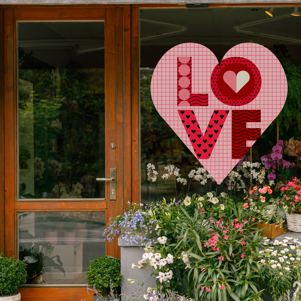 Αυτοκoλλητο Βιτρίνας LOVE HEART SHAPE