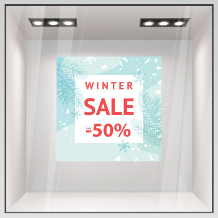 Αυτοκoλλητο Εκπτωσεων WINTER SALE CYAN AND RED - Αυτοκόλλητα εκπτώσεων